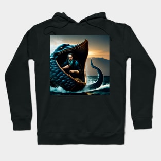 The prophet Jonah swallowed by a giant fish. inside the whale Hoodie